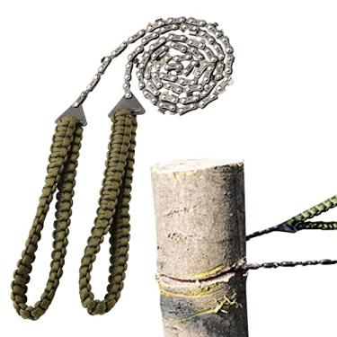 Imagem de Motosserra de bolso com alça de paracorda, motosserra de bolso com alça de paracord, equipamento de sobrevivência ao ar livre para acampamento design dobrável motosserra dobrável