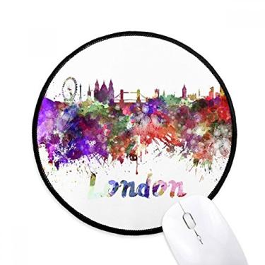 Imagem de London Britain City Aquarela Mouse Pad Desktop Office Tapete Redondo para Computador