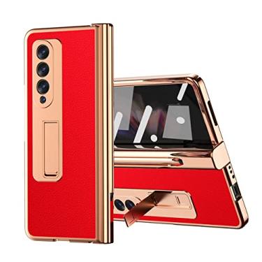 Imagem de Capa dobrável de revestimento de luxo anti-detonação para Samsung Galaxy Z Fold 4 3 Fold4 Fold3 Fold2 Fold 2 5G Filme protetor de vidro, vermelho, para Galaxy Z Fold 2