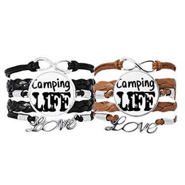Imagem de DIYthinker Acampamento Life Citação Art Deco, Presente Fashion Pulseira de Mão Pulseira de Couro Corda Conjunto Duplo Presente