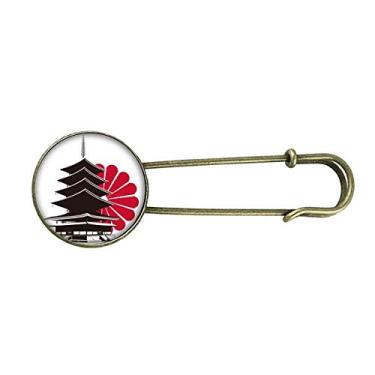 Imagem de Pingente de broche de metal retrô de criântemo e templo japonês