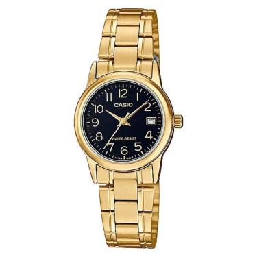 Imagem de Relógio CASIO feminino dourado preto metal LTP-V002G-1BUDF