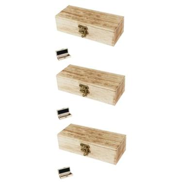 Imagem de PACKOVE Caixa 3pcs Estojo De Óculos De Viagem Óculos De Sensibilidade à Luz Recipiente De Enfeite Casos De Relógio De Viagem Para Homens Baú De Tesouro Mala Liga Cara De Madeira
