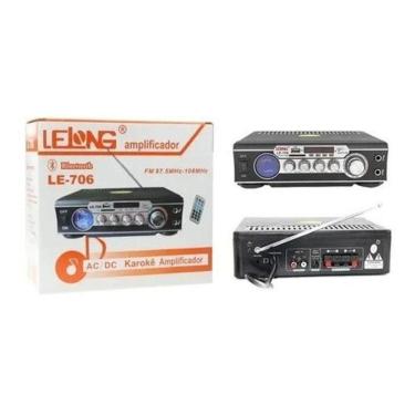 Imagem de Amplificador Áudio Stereo Bluetooth Le-706 Karaokê Fm Mp3