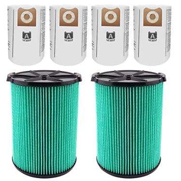 Imagem de Filtro VF6000 para aspirador de pó Ridgid Shop Vac 15 – 51 litros, filtro HEPA de 5 camadas compatível com WD5500 WD0671 WD6425 WD7000 (pacote com 2 filtros VF6000 + 4 sacos VF3502)