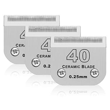 Imagem de DODAER Pacote com 3 lâminas de cerâmica destacáveis para cães de estimação, compatível com Andis, Oster A5, série Wahl KM-10, tamanho #40, lâmina de 0,25 mm de comprimento de corte