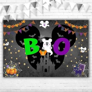 Imagem de Similar Pano de fundo do Mickey Mouse Happy Boo Day 5x3 Halloween Mickey Mouse para meninos, tema de vinil Mickey Mouse, faixa Little Boo para decoração de festa de 1º aniversário, tamanho único