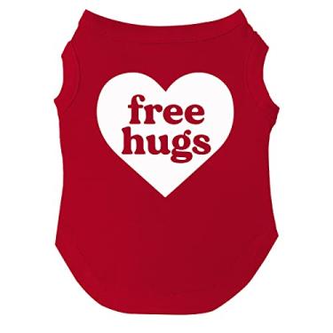 Imagem de Tamanhos de camisetas Free Hugs Heart Dog para filhotes, brinquedos e raças grandes (vermelho, 3GG 726)