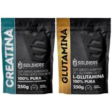 Imagem de Soldiers Nutrition, Kit: Creatina Monohidratada 250g + Glutamina 250g - 100% Pura Importada - Soldiers Nutrition