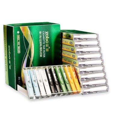 Imagem de ZOBO Filtro de cigarro descartável colorido de 12 camadas, multi-filtragem microporosa para reduzir manchas de alcatrão e fumaça (100 por pacote), adequado para tamanhos grossos,