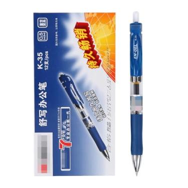 Imagem de Joucien 12 peças/caixa - Caneta neutra móvel de 0,5 mm com cabeça de bala de secagem rápida - Caneta neutra móvel - Tinta azul K35