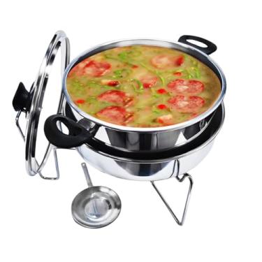 Imagem de Rechaud Alumínio Panela Para Banho Maria Redondo 5 Litros para Festas Buffet Restaurante (1)