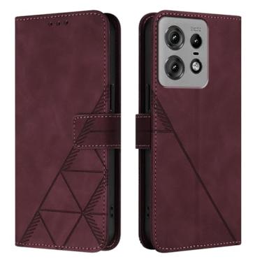 Imagem de OOPKINS Capa carteira para Motorola Edge 50 Pro, retrô, luxuosa, couro PU, antiqueda, com compartimentos para cartões, suporte, fivela magnética, suporte à prova de choque, para Motorola Moto Edge 50