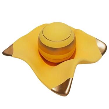 Imagem de Centro De Mesa Fruteira 1 Esfera Em Cerâmica Amarelo Gold - Retrofenna