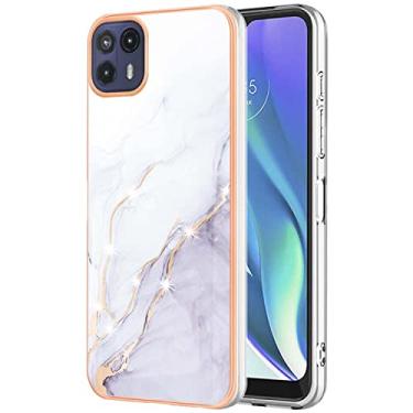 Imagem de Monwutong Capa de telefone fina para Motorola G50 5G, TPU macio + padrão de mármore IMD capa moderna, capa de proteção de tela e câmera para Moto G50 5G, YBDD branca