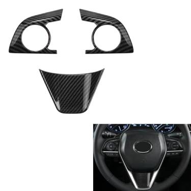 Imagem de CKE Capa de Volante ABS Fibra de Carbono Preta para Toyota Camry 2018 2019 2020 (3 peças)