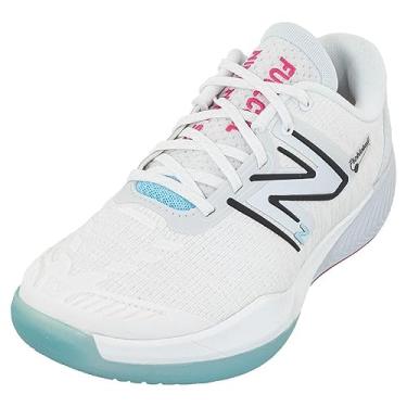 Imagem de New Balance FuelCell 996v5 Pickleball Tênis feminino para quadra interior, Branco/cinza/vermelho, 11