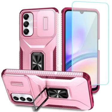 Imagem de Vavies Capa para Galaxy A05S, capa para Samsung A05S A057F com protetor de tela de vidro temperado e capa de câmera deslizante, anel magnético suporte para carro, capa à prova de choque para Samsung