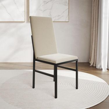 Imagem de Cadeira De Jantar Estofada Mônaco Premium Bege