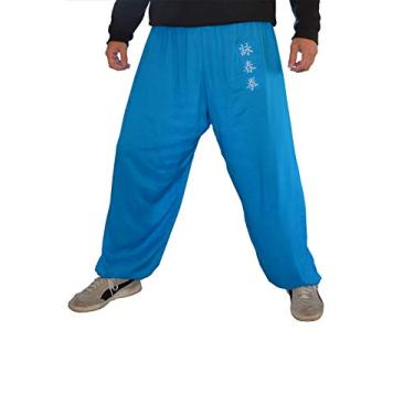 Imagem de Calças Kung Fu Tai Chi e Wing Chun Calças estilo calças de artes marciais para mulheres e homens leves e suaves, Blue Wing Chun, GG