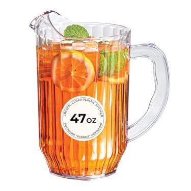 Imagem de Restaurantware - Jarro de cerveja com base de 1,332 g, 1 jarra de restaurante durável – plástico rígido, servir refrigerante, limonada, suco ou sangria, plástico transparente, para bares, festas ou