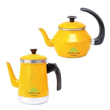 Imagem de Kit Bule Chaleira Com Infusor Cha Cafe Leite Em Alumínio - TERRA LAR, 