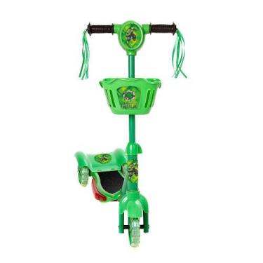 Imagem de Brinquedo Infantil Patinete Scooter 3 Rodas Com Cesta Luz E Som Verde 
