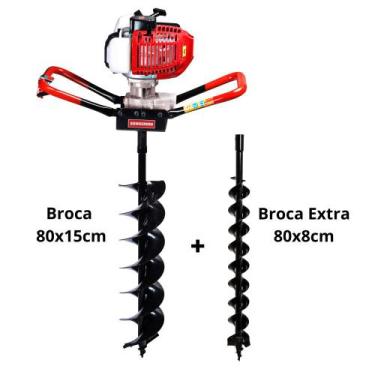 Imagem de Perfurador De Solo Kawashima ED43 42.7cc Com Broca 15 cm + Broca Dupla