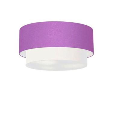 Imagem de Plafon Duplo Cilíndrico Vivare Md-3062 Cúpula Tecido 45x40cm - Bivolt,