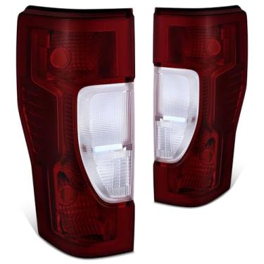 Imagem de DNA MOTORING Par traseiro de conjunto de luz traseira transparente/vermelho escuro compatível com Colorado 2015-2022, GM2800270, GM2801270, carcaça cromada/lente vermelha fumê, TL-ZTL-012-DKR