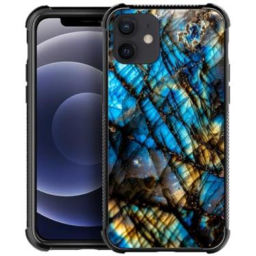 Imagem de CARLOCA Compatível com capa para iPhone 11, padrão de listras douradas com tons azuis labradorita para meninas ultra proteção à prova de choque de silicone macio TPU antiderrapante traseira