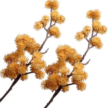 Imagem de Kit 2 Plantas Artificiais Mamonas Decoração Jardim De 70cm