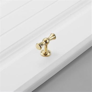 Imagem de Puxador de porta de guarda-roupa moderno simples de luxo de cobre puro, todo em cobre dourado, puxador de gaveta de furo único, ouro brilhante 5470, CHINA