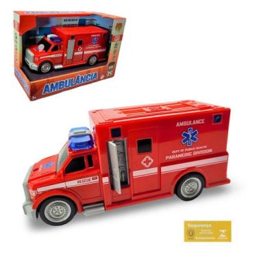 Imagem de Carro Friccao Luz e Som Modelo Ambulancia Vermelha DM Toys Brinquedo I