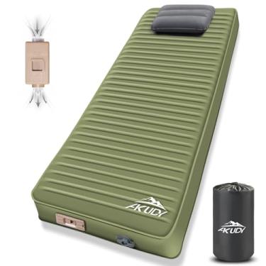 Imagem de Almofada de dormir autoinsuflável com bomba elétrica, tapetes de dormir de espuma viscoelástica ultra-grossa de 8 cm para acampamento, fácil de inflar e esvaziar, colchão de acampamento com isolamento