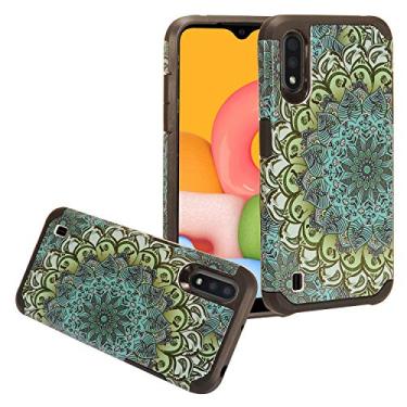 Imagem de CELZEN - Para Samsung Galaxy A01 SM-A015 - Capa de telefone com imagem híbrida - AD1 flor azul