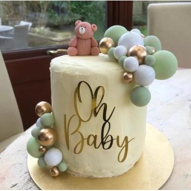 Imagem de Oh baby Cake Topper Decoration-Full Gold Acrylic Baby boy or girl Gender Reveal Party Cake decorations Supplies, for Baby Shower/ 1st Birthday Party/Baby Party Photo Booth Props