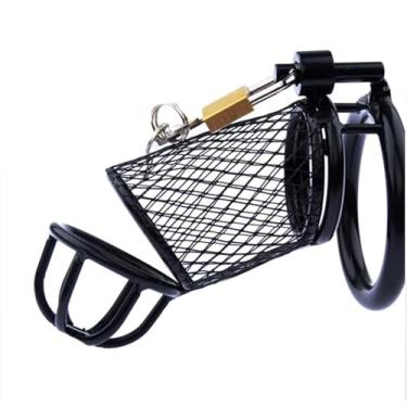 Imagem de Gaiola de castidade de aço inoxidável, gaiola para pênis, especialmente projetada para tortura, combinada com trava de pênis em anel de gaiola exclusiva(Ring45mm)