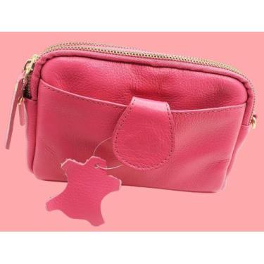 Imagem de Bolsa Carteira de Mão Feminina Rosa em Couro - 830 - Mobelli Cosmético