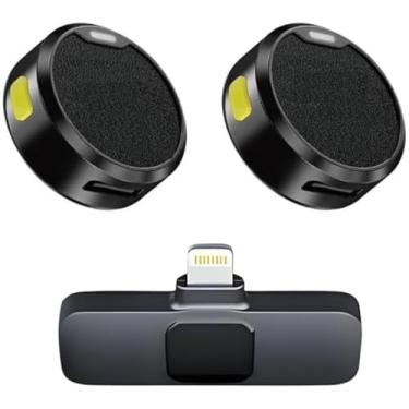 Imagem de Microfone de Lapela Sem Fio Duplo, Profissional com Cancelamento de Ruído, Compatível com Celular (Conector iPhone/iPad Lightning)