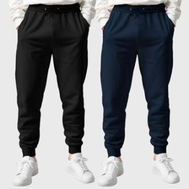 Imagem de Kit 2 Calças Masculinas Moletom Flanelada Slim Benellys-Masculino