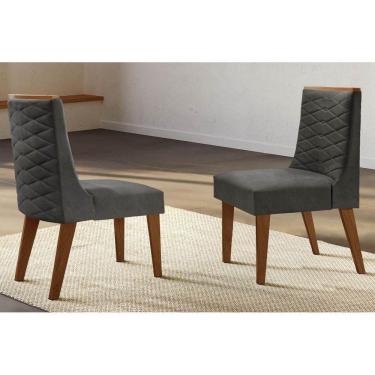 Imagem de Kit 2 Cadeiras Dafne Luxo Imbuia Grafite