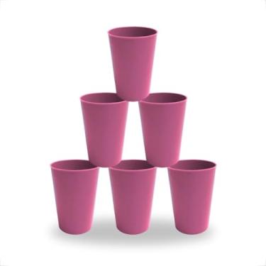 Imagem de Kit 4 Copos Plásticos Coloridos 200ml Infantil Reutilizável p/Merenda Escolar e Festas (Rosa)