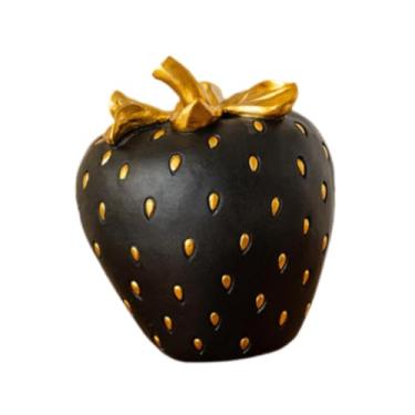 Imagem de Generic Decoração de escultura de fruta de morango Decoração de escultura Criativa Decorativa Presente Criativo Modelo de Fruta Estátua de Resina para Sala, Ouro Preto