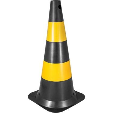 Imagem de Cone 75cm Preto/Amarelo POLIET - 7029000750 - VONDER