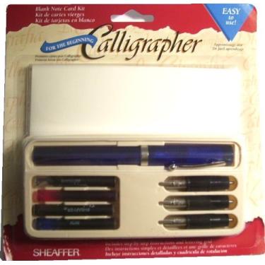 Imagem de Sheaffer Kit de canetas de caligrafia Viewpoint com 3 pontas, finas, médias e largas, instruções, cartuchos de tinta em 4 cores e 6 cartões com envelopes da Sheaffer