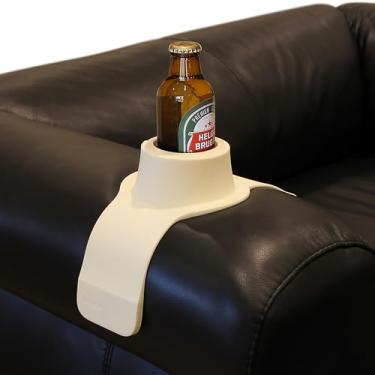 Imagem de HIT PRODUCTS CouchCoaster® - Suporte de copo de sofá de apoio de braço original e patenteado, creme fresco - Um porta-copos antiderrapante de silicone e peso impede derramamentos no seu sofá, poltrona