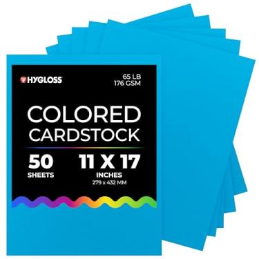 Imagem de Hygloss Cartolina azul escura colorida – 29 x 43 cm, 50 folhas, 29,5 kg/176 g/m², resistente ao desbotamento, sem ácido