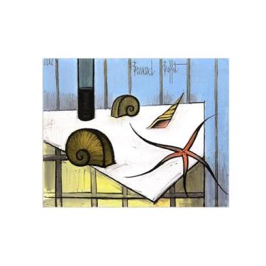 Imagem de Bernaard Bufffet Pinturas famosas decoração-Estrela mar conchas-Abstrato Impressão Lona para Sala de Estar 50x65cm20x26in Sem Moldura
