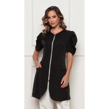 Imagem de Jaleco Feminino Preto Manga Curta Bufante Gabardine Lily - Gardenia Ja